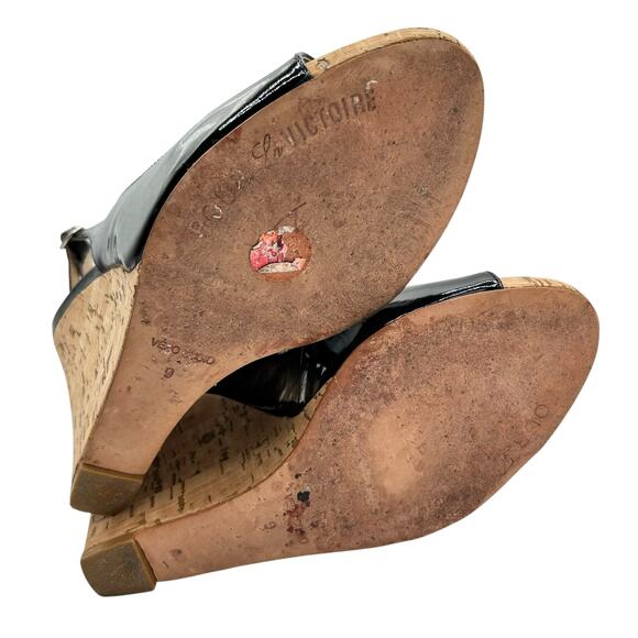 Pour La Victoire Women's Black Catina Patent Leather Wedge Heels Size 9 - Picture 9 of 12